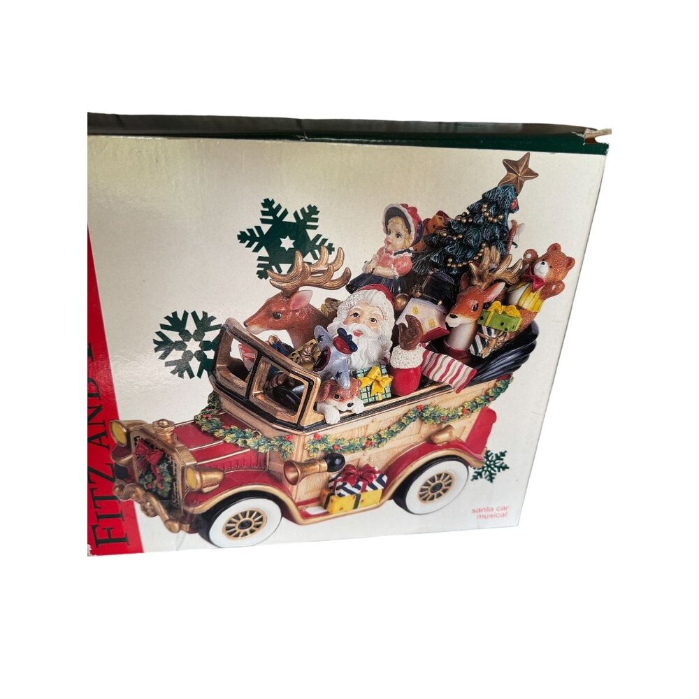 Fitz & Floyd Santa Musical Car Plays "Here Comes Santa Claus" With Original Box - Picture 3 of 7